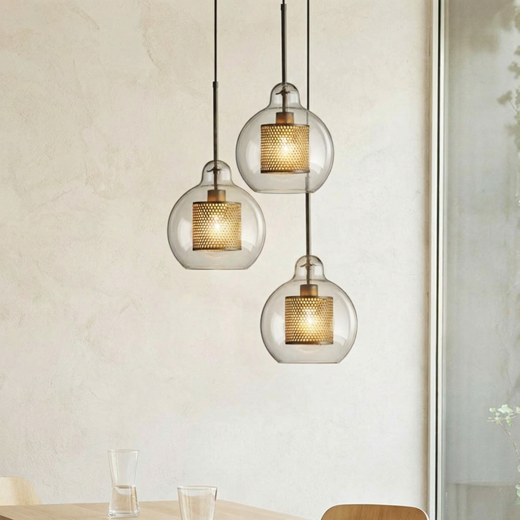 LuminaArc Adjustable Glass Pendant Light For Kitchen Space Modern Ceiling Fixture