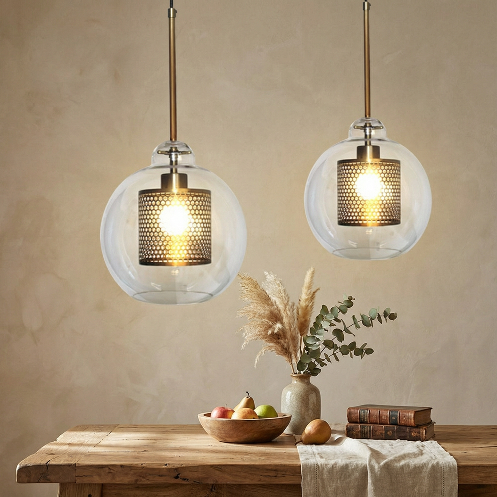 LuminaArc Adjustable Glass Pendant Light For Kitchen Space Modern Ceiling Fixture