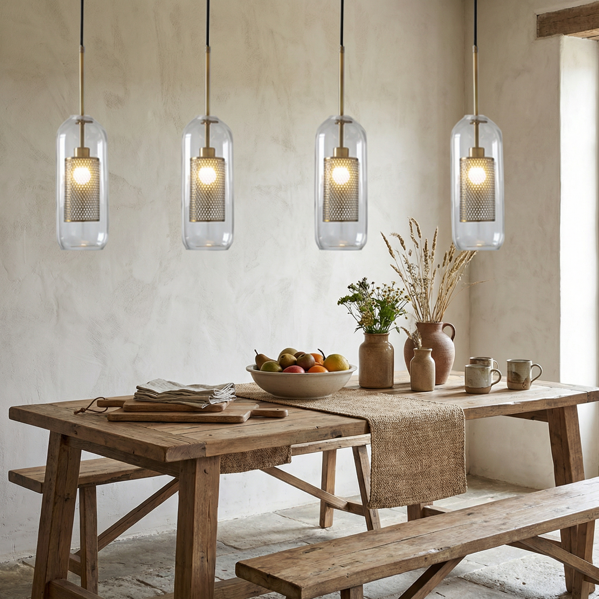 LuminaArc Adjustable Glass Pendant Light For Kitchen Space Modern Ceiling Fixture
