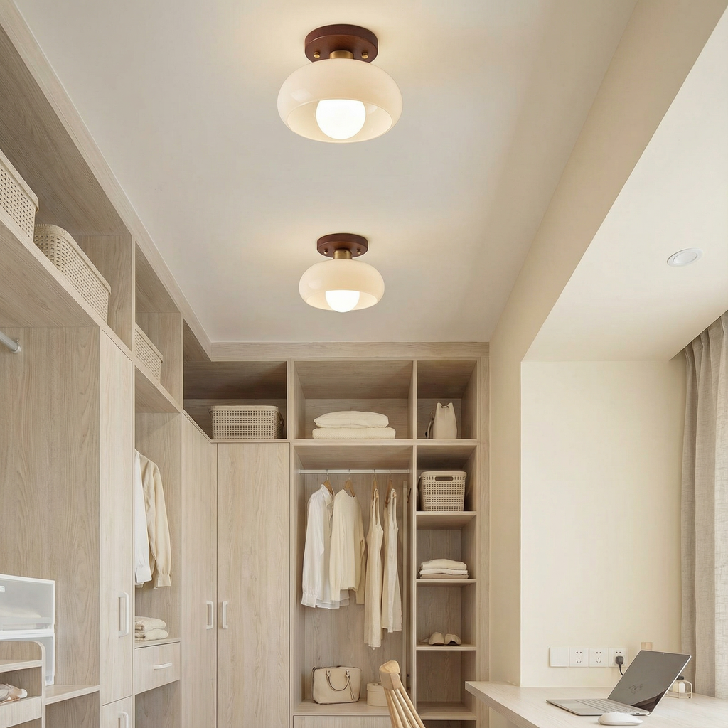 LumaGlow Cream Finish Minimalist Flush Mount Ceiling Light Fixture For Modern Interiors