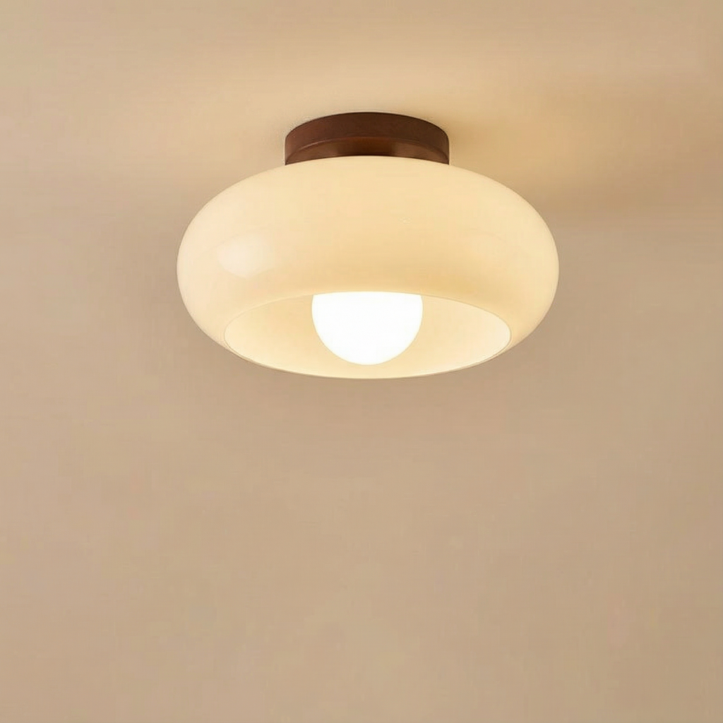 LumaGlow Cream Finish Minimalist Flush Mount Ceiling Light Fixture For Modern Interiors