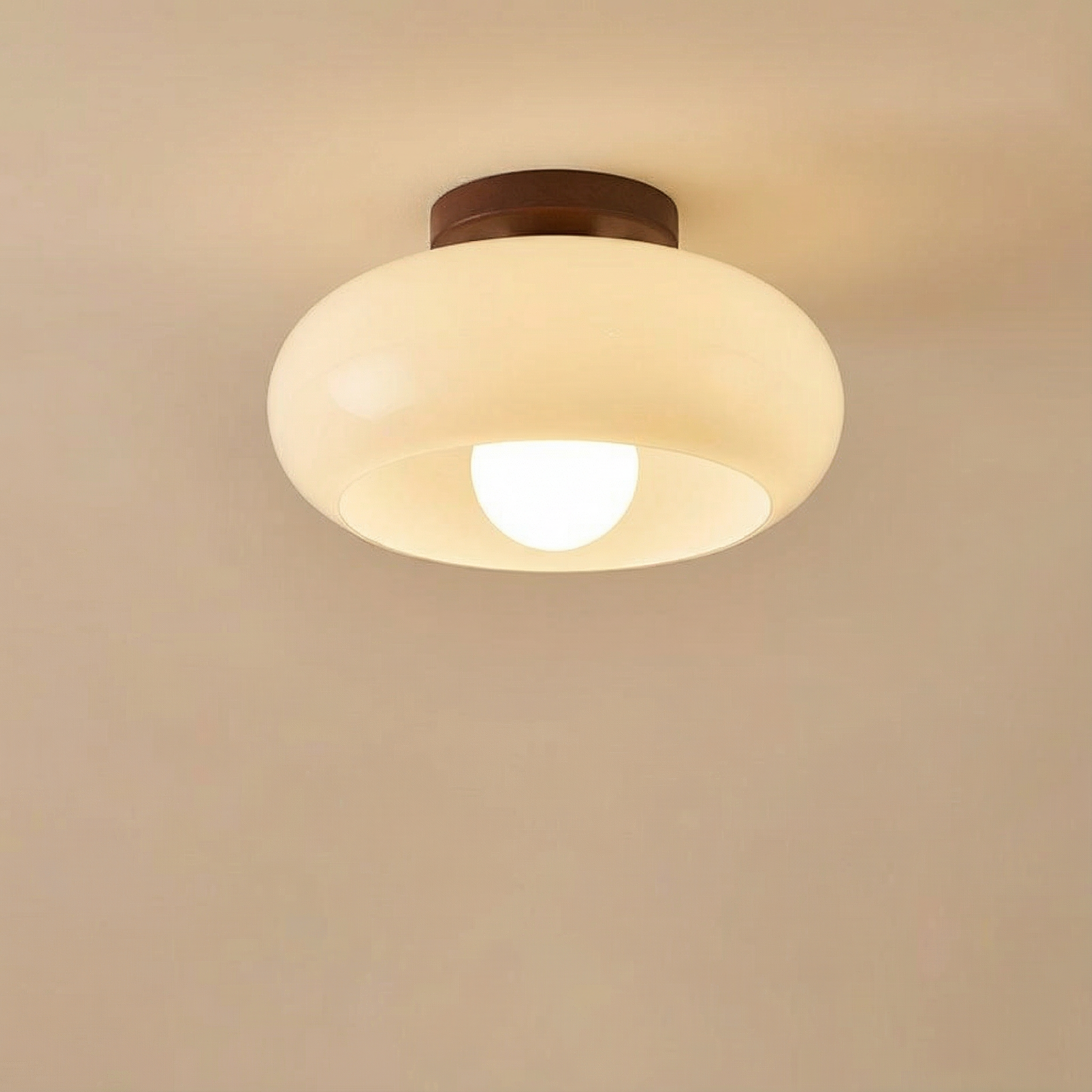 LumaGlow Cream Finish Minimalist Flush Mount Ceiling Light Fixture For Modern Interiors