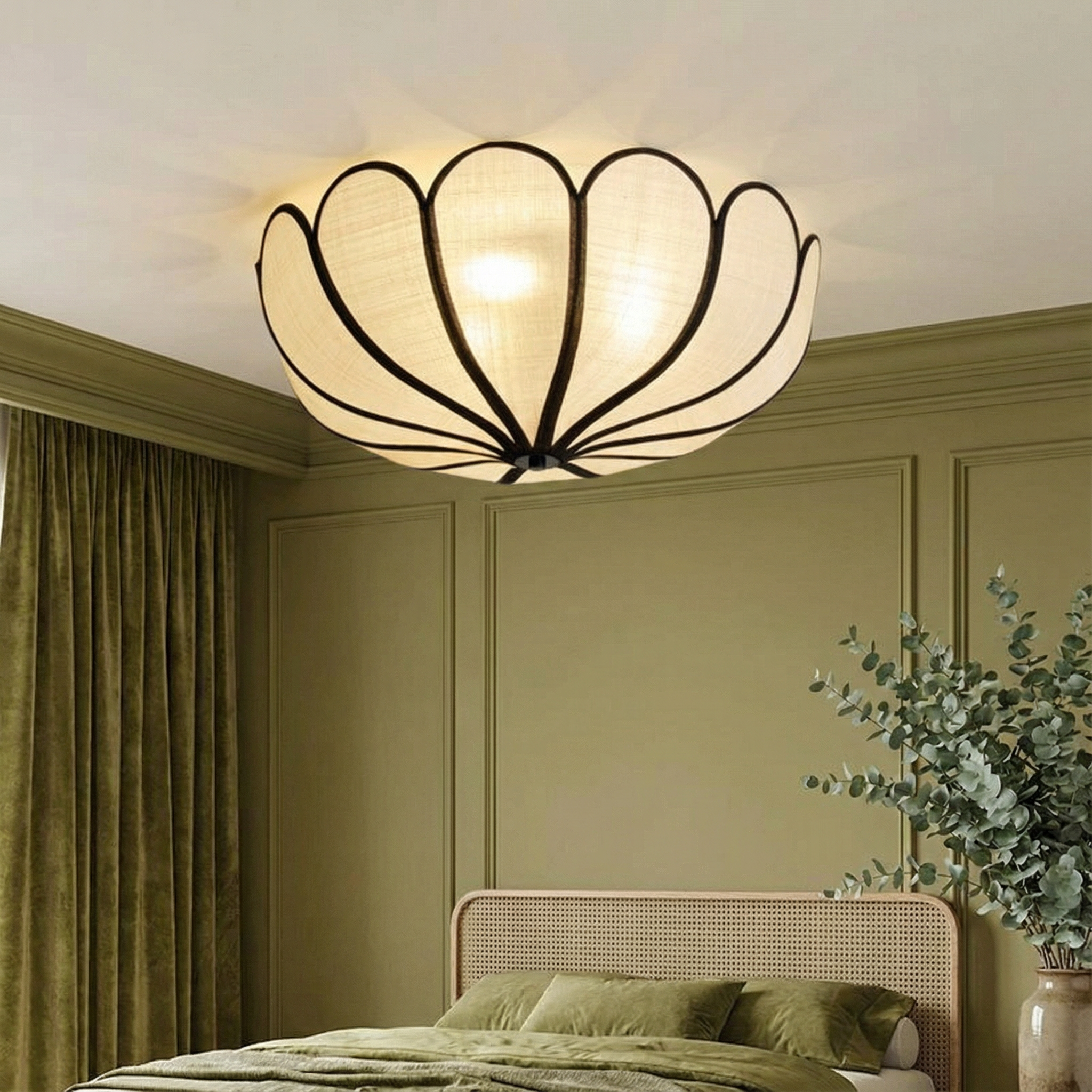 BreezeWeave Elegant Handwoven LED Ceiling Light With Flush Mount Fixture For Modern Rooms