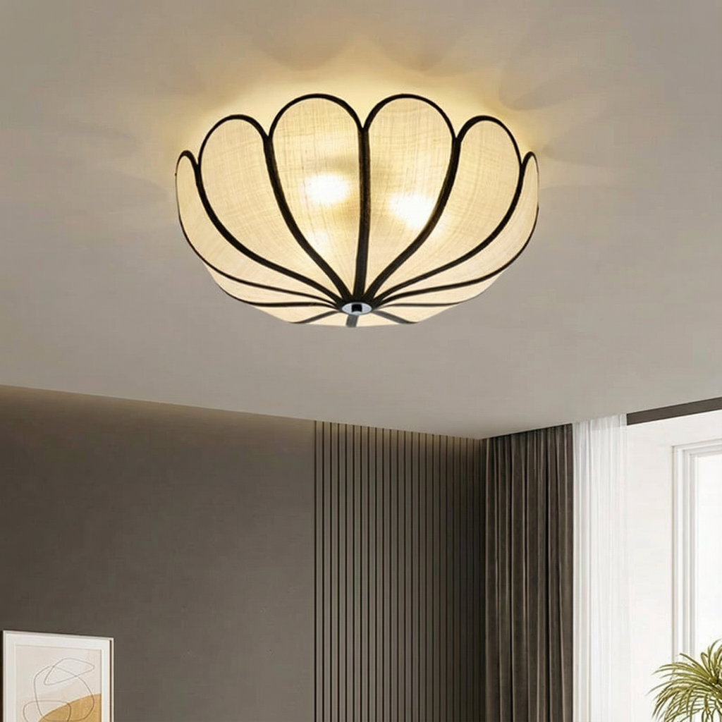 BreezeWeave Elegant Handwoven LED Ceiling Light With Flush Mount Fixture For Modern Rooms