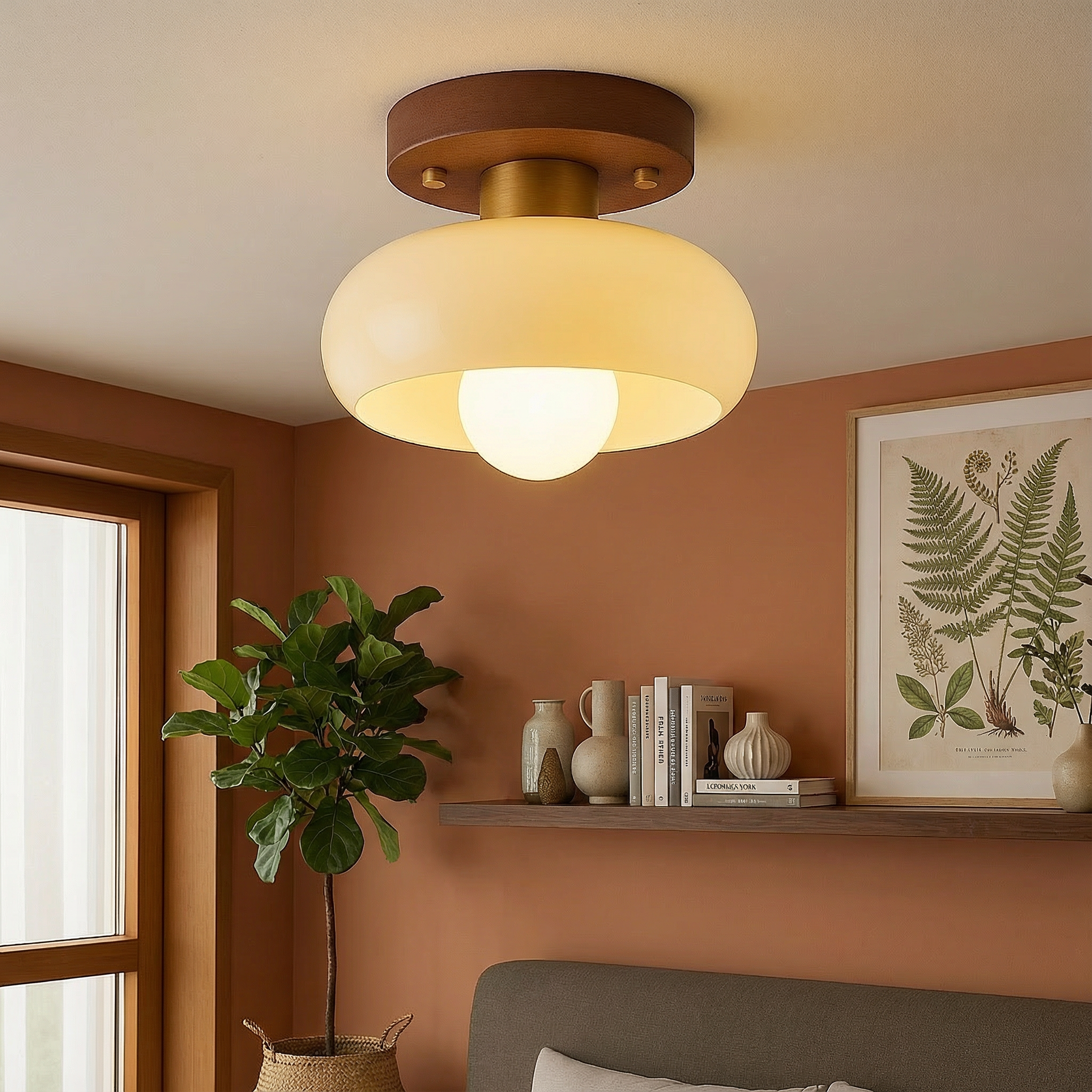 Aurelia Elegant Nordic Wood Ceiling Light With Flush Mount For Dining Rooms And Bars At Home