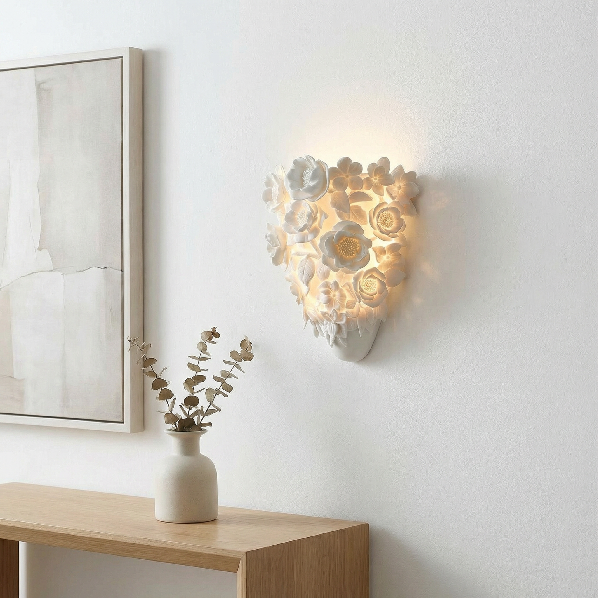 Delicate Floral Ceramic Wall Light Fixture For Gentle Led Illumination In Cozy Home Spaces