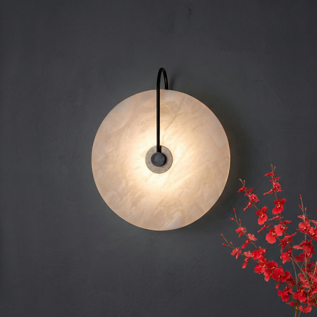 Astra Wall Lamp In Marble Design With Soft LED Glow For A Warm Contemporary Sconce Ambience In Hallways And Living Rooms