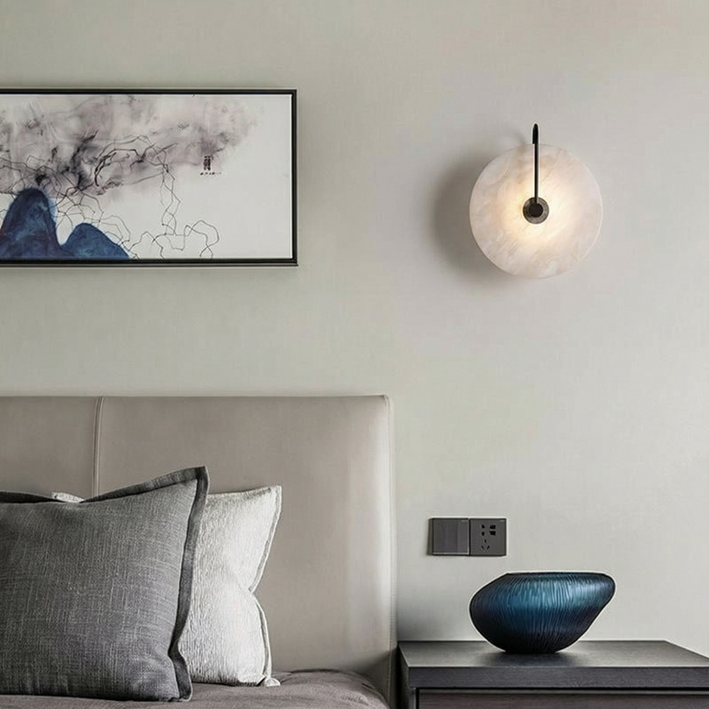 Astra Wall Lamp In Marble Design With Soft LED Glow For A Warm Contemporary Sconce Ambience In Hallways And Living Rooms
