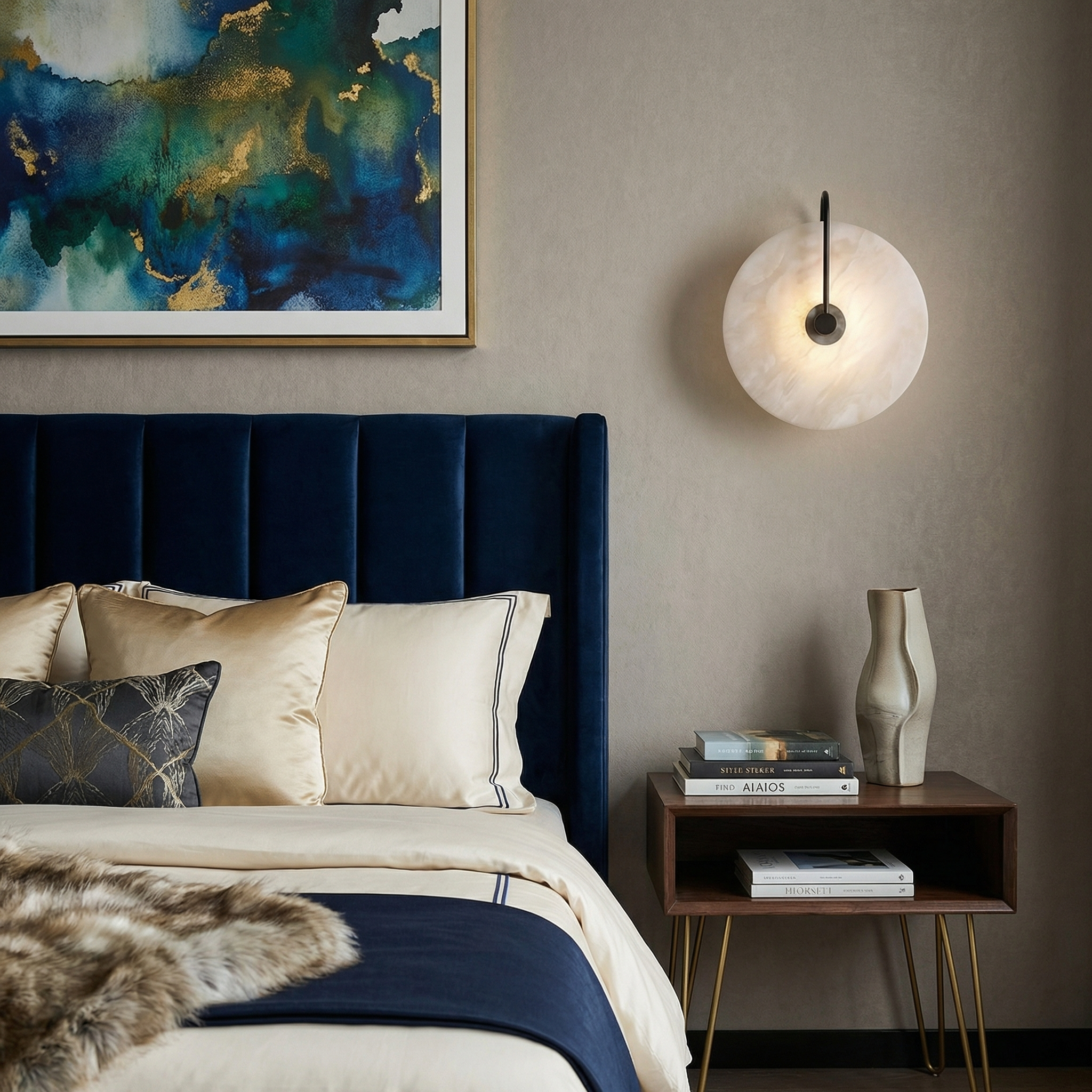 Astra Wall Lamp In Marble Design With Soft LED Glow For A Warm Contemporary Sconce Ambience In Hallways And Living Rooms