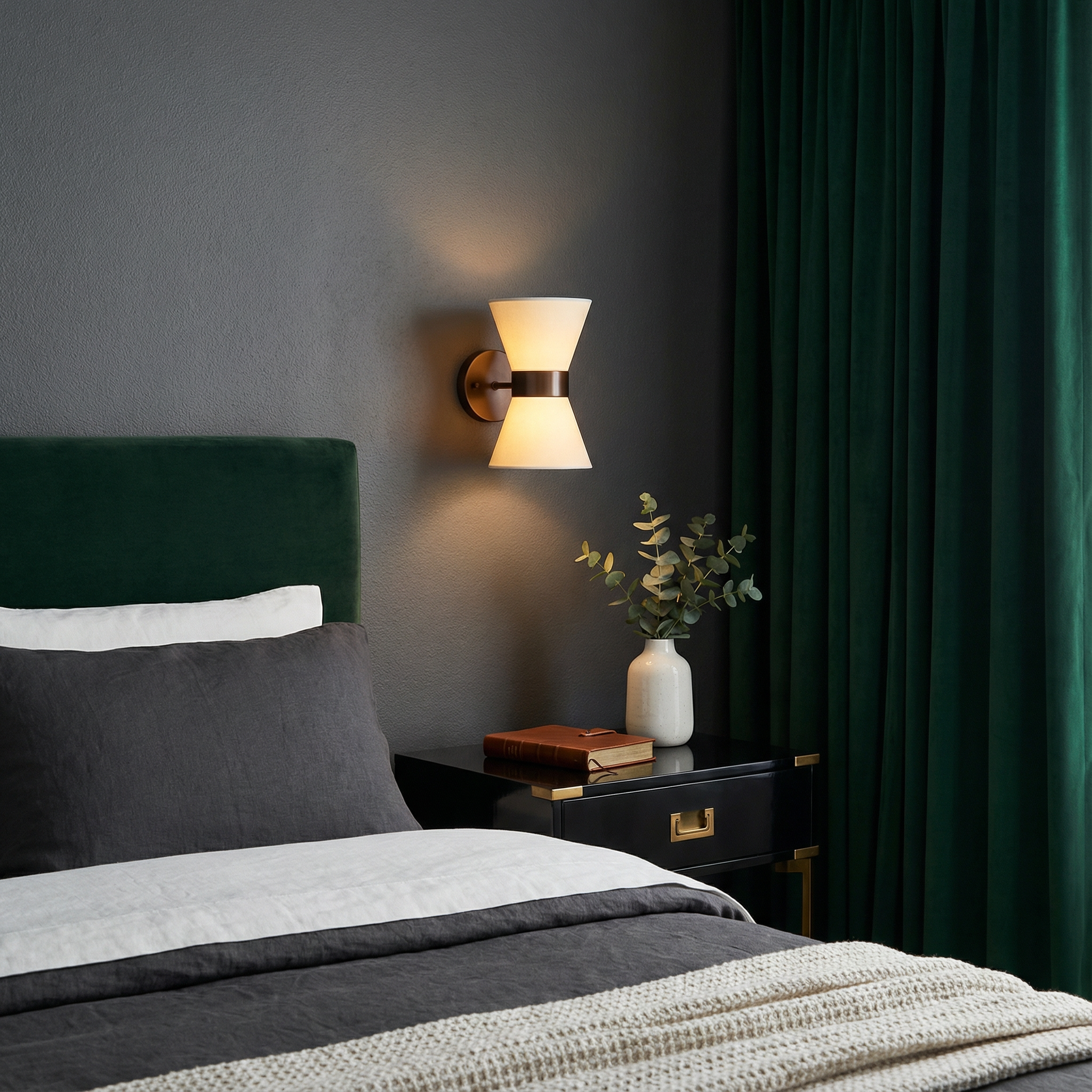 Lumora Modern Wall Light Sconce With Silk Shade In An Asymmetric Layout For Interiors
