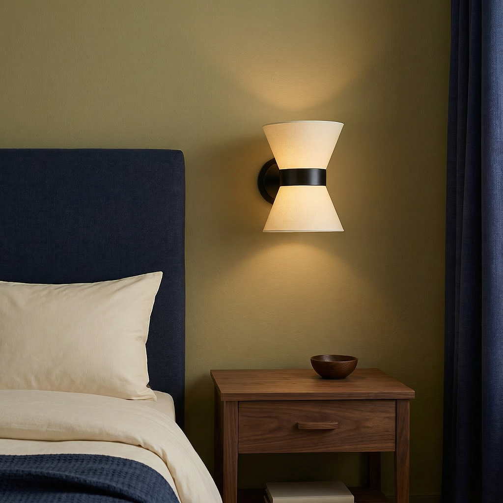 Lumora Modern Wall Light Sconce With Silk Shade In An Asymmetric Layout For Interiors