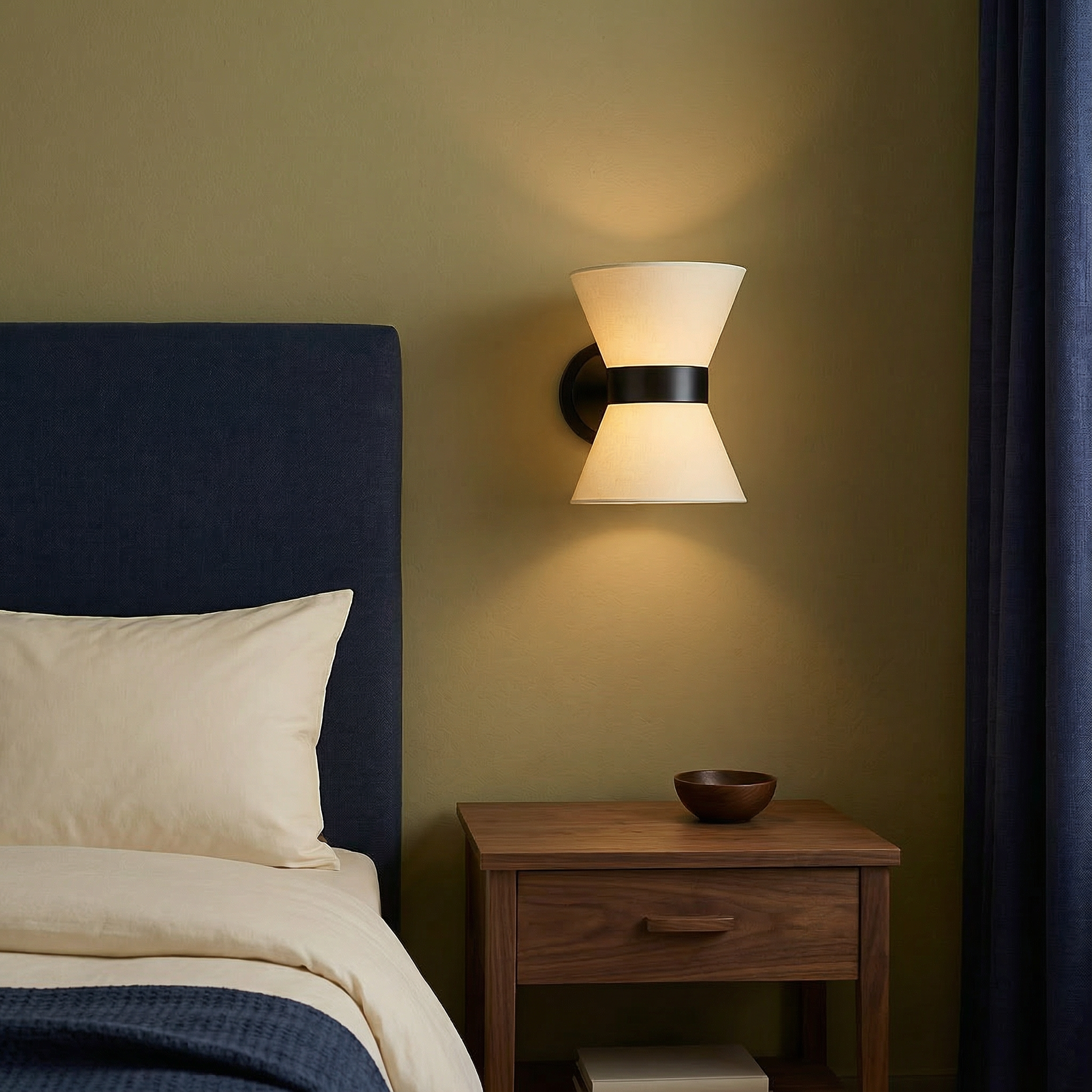 Lumora Modern Wall Light Sconce With Silk Shade In An Asymmetric Layout For Interiors