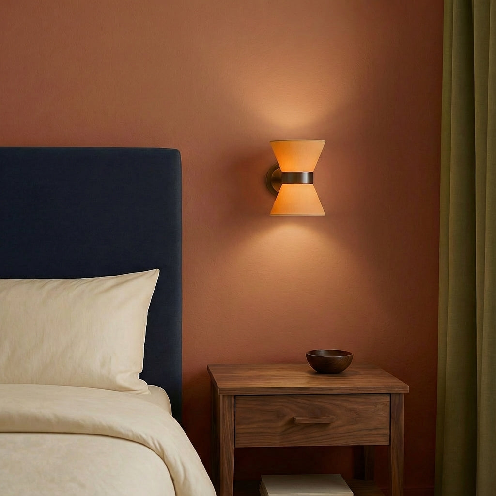Lumora Modern Wall Light Sconce With Silk Shade In An Asymmetric Layout For Interiors