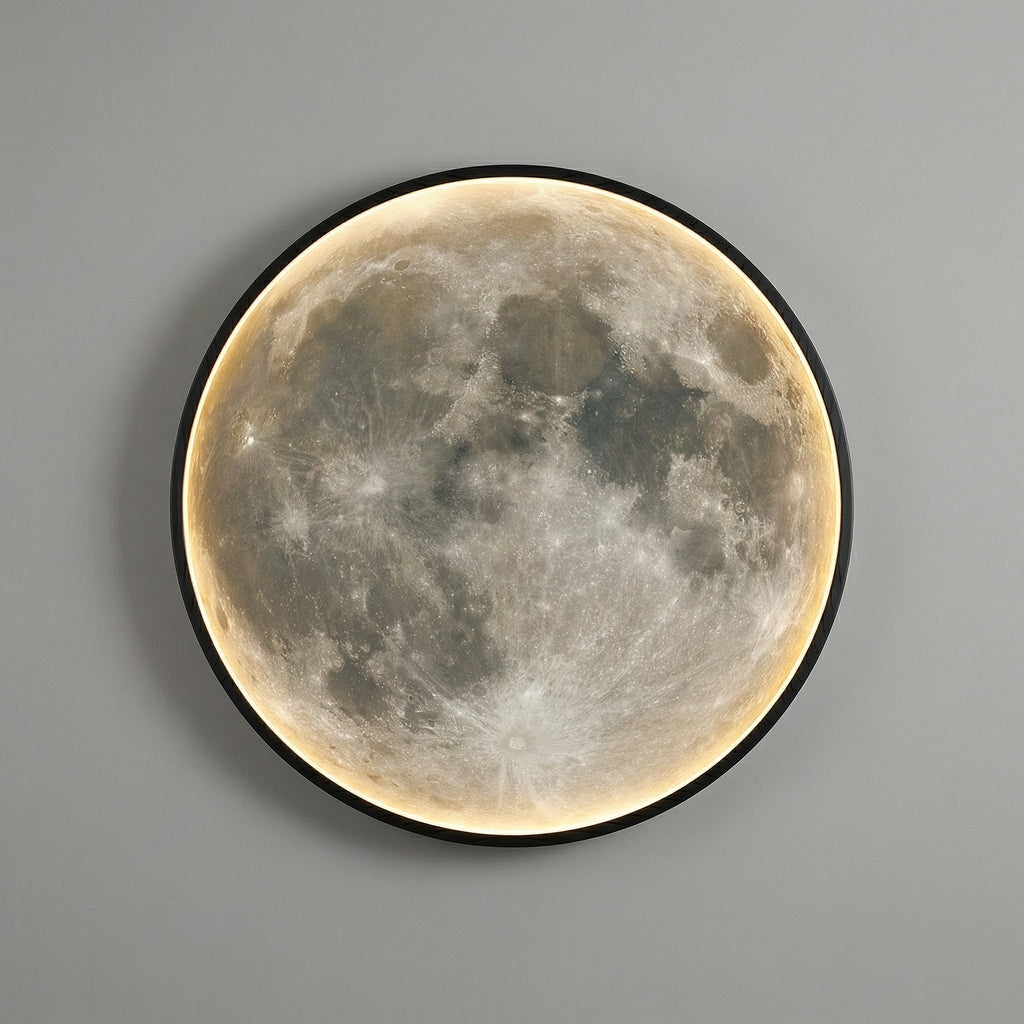 CelestiaGlow Exterior Wall Light With Moon Surface And Soft Led Glow For Patio And Garden