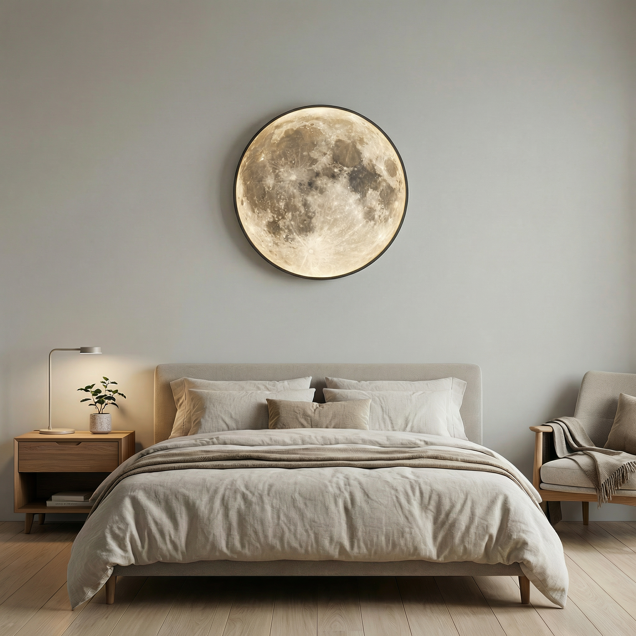 CelestiaGlow Exterior Wall Light With Moon Surface And Soft Led Glow For Patio And Garden