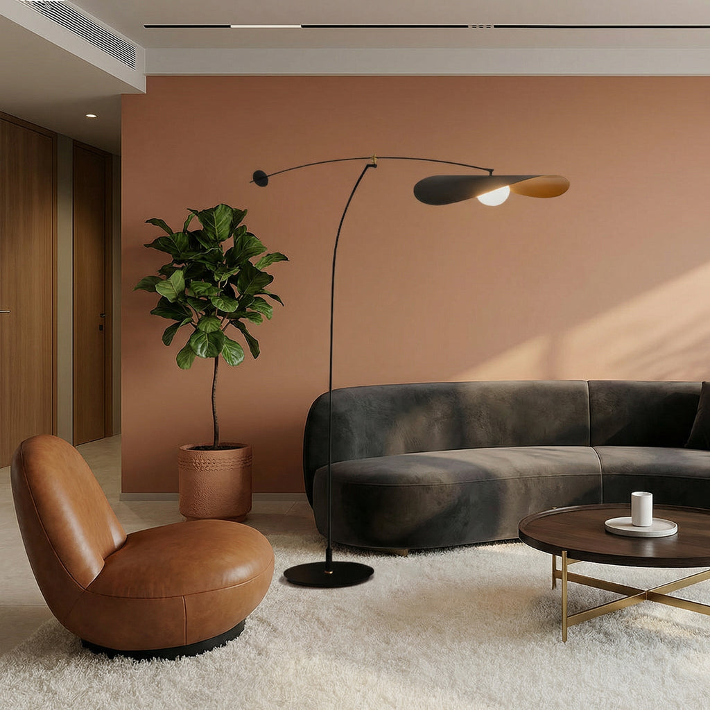 Luma Line Contemporary Floor Lamp With Bamboo Column And Gentle LED Light For Warm Ambience