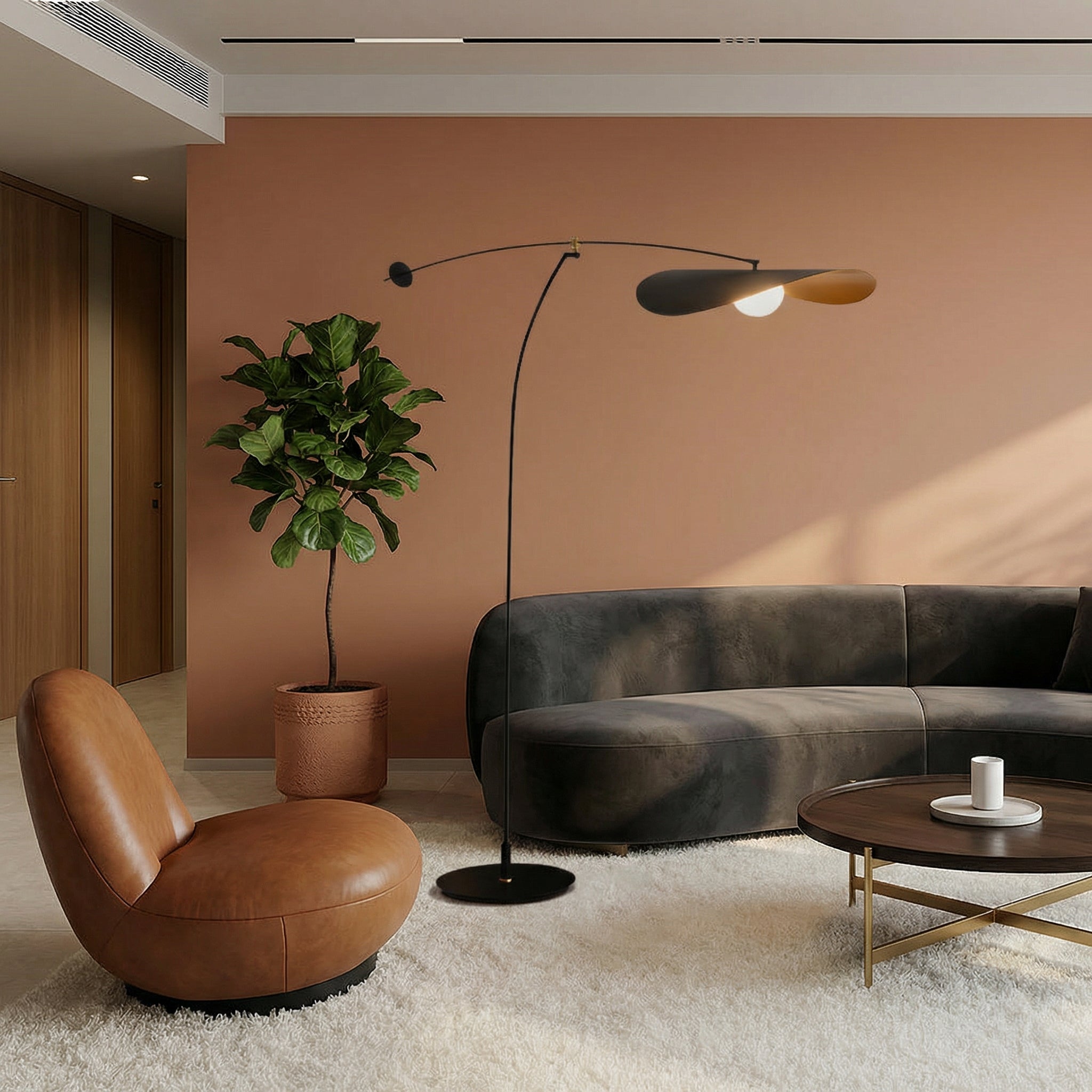Luma Line Contemporary Floor Lamp With Bamboo Column And Gentle LED Light For Warm Ambience