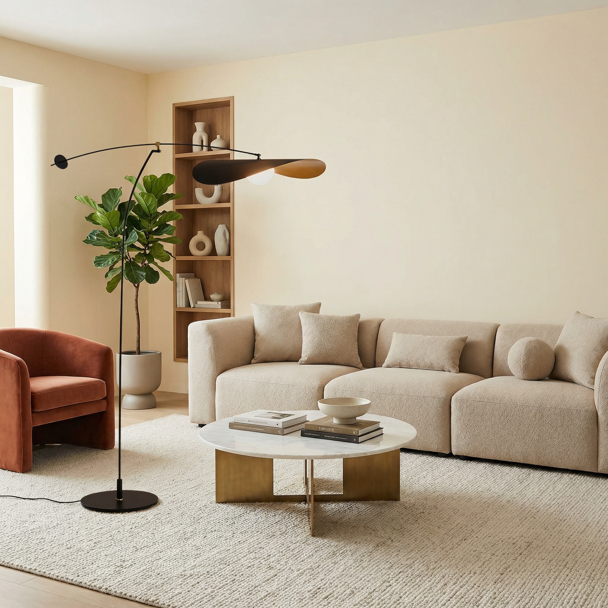 Luma Line Contemporary Floor Lamp With Bamboo Column And Gentle LED Light For Warm Ambience
