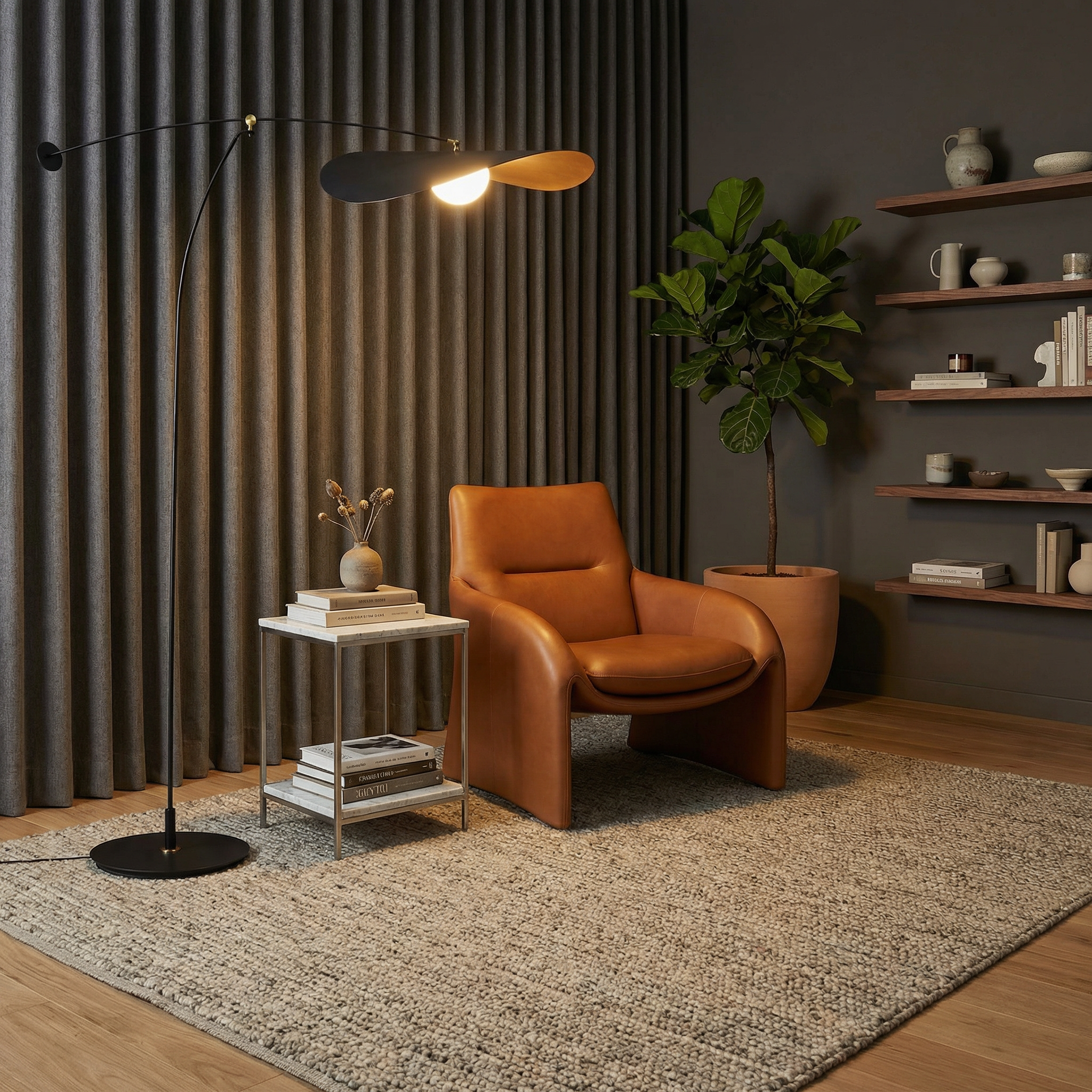Luma Line Contemporary Floor Lamp With Bamboo Column And Gentle LED Light For Warm Ambience