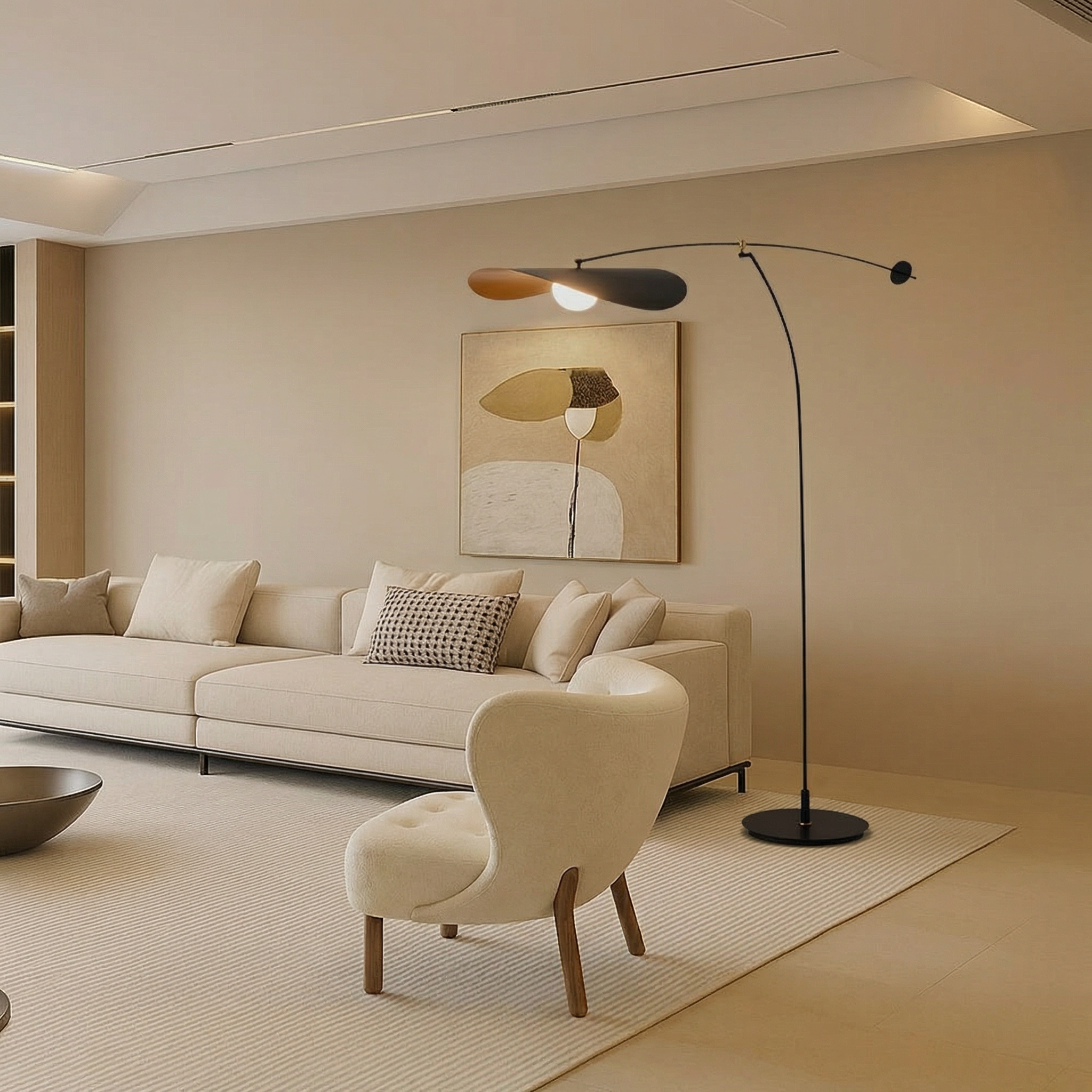Luma Line Contemporary Floor Lamp With Bamboo Column And Gentle LED Light For Warm Ambience
