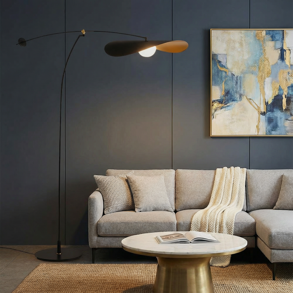 Luma Line Contemporary Floor Lamp With Bamboo Column And Gentle LED Light For Warm Ambience