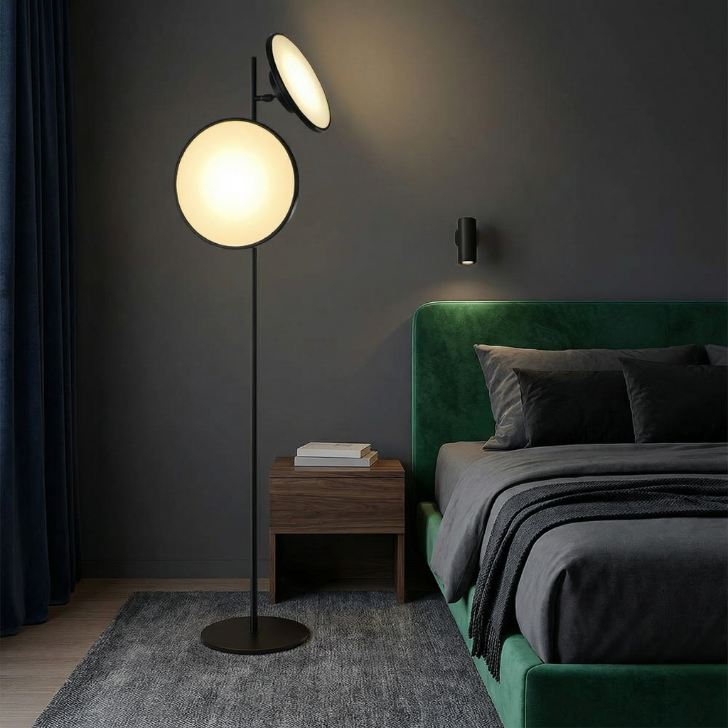 Modern Black Floor Light Powered By An LED Bulb For A Minimalist Living Room For Modern Home Ambience