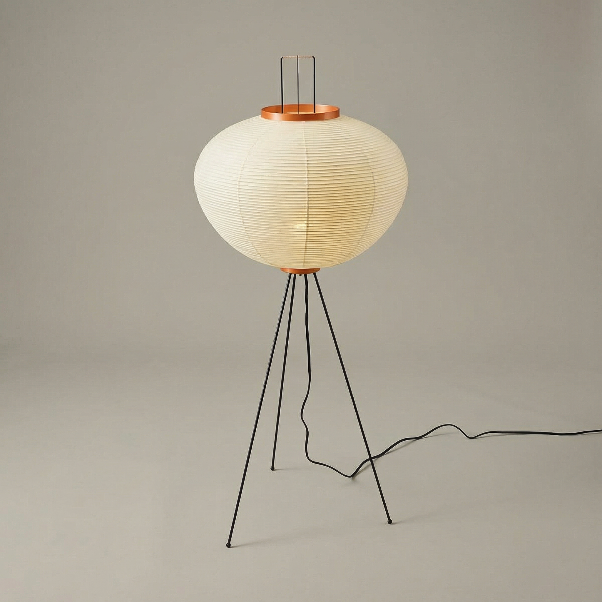 Minimalist Floor Lamp With A Handmade Shade Of Rice Paper For Cozy Ambient Lighting In Any Living Space
