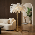 Elegant Ostrich Feather Floor Lamp With Modern Design And Adjustable Led Lighting For Living Rooms