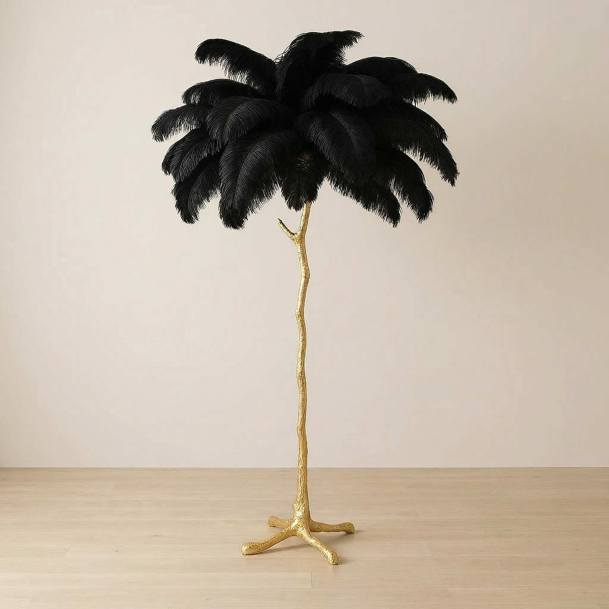 Elegant Ostrich Feather Floor Lamp With Modern Design And Adjustable Led Lighting For Living Rooms
