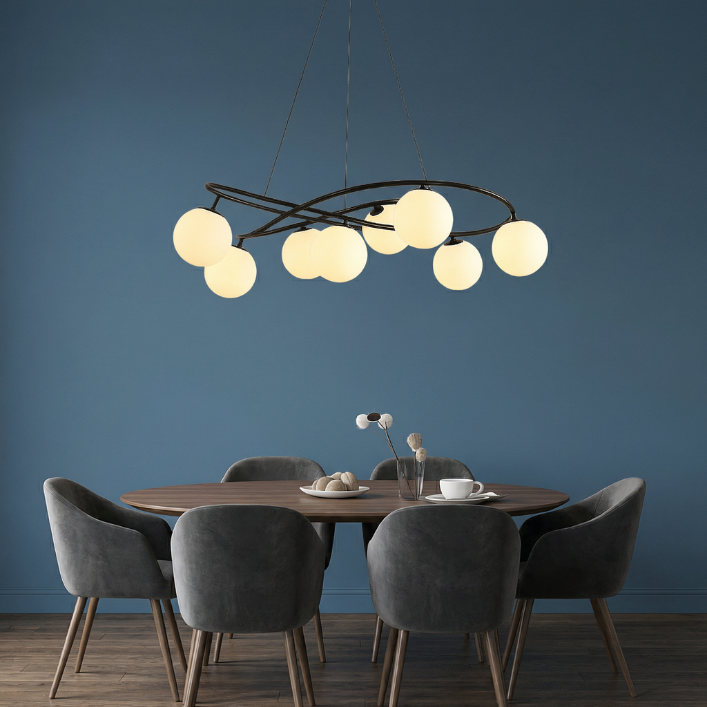 Arctic Heritage Black Chandelier Height Adjustable Vintage Dining Light LED Bulbs
