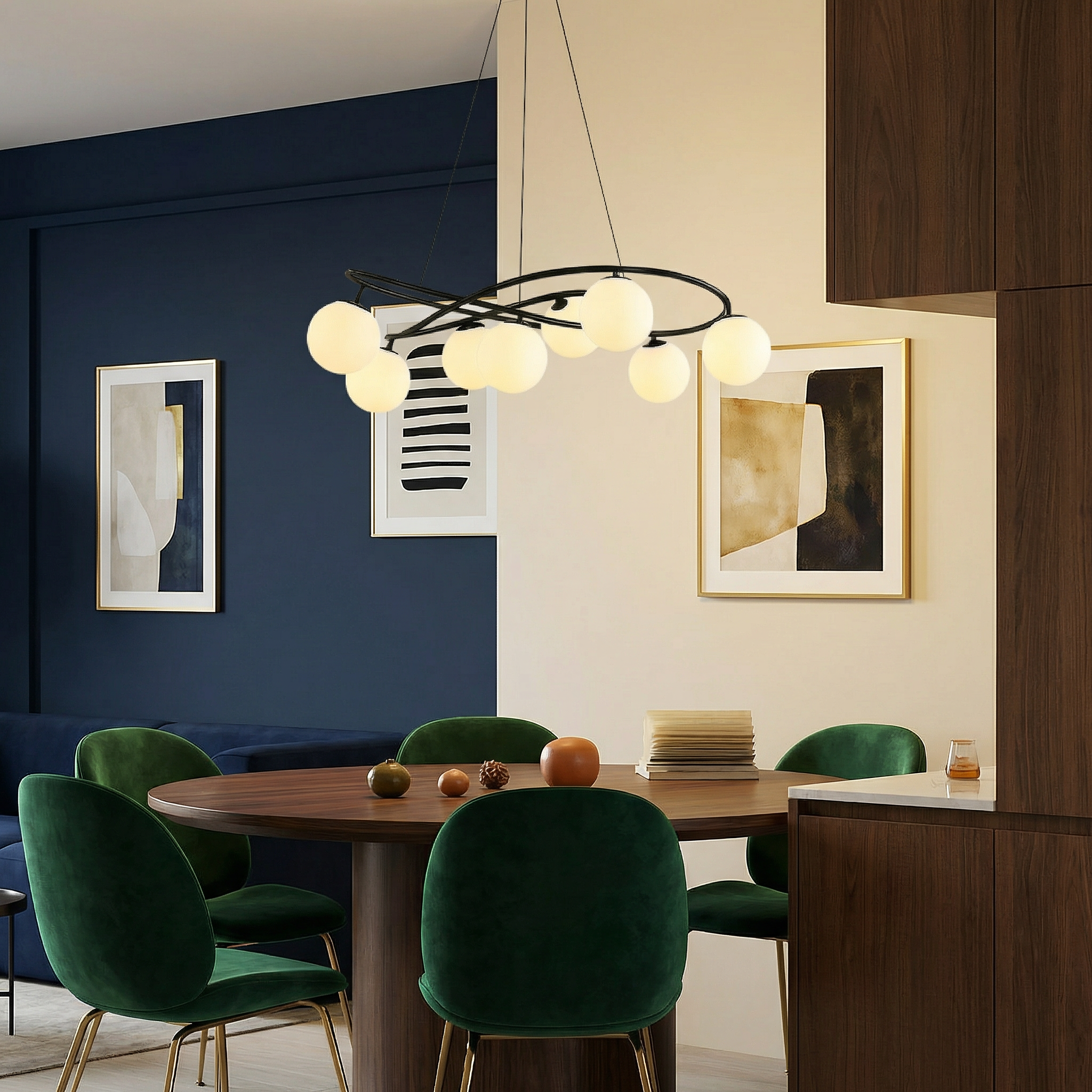 Arctic Heritage Black Chandelier Height Adjustable Vintage Dining Light LED Bulbs