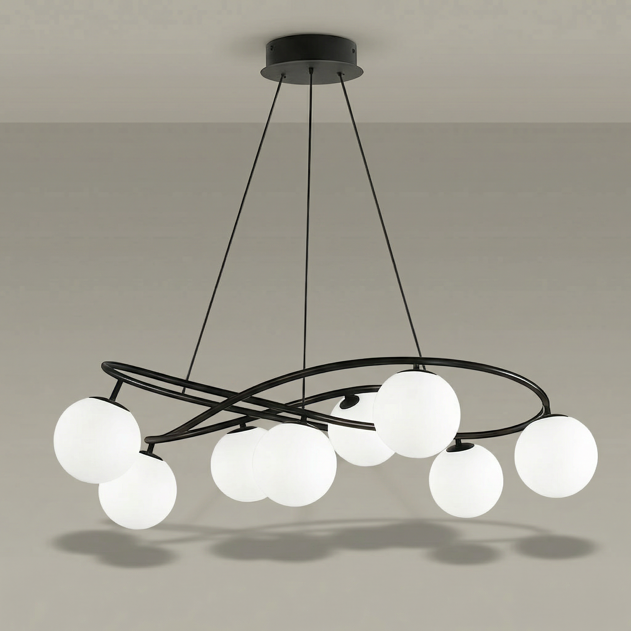 Arctic Heritage Black Chandelier Height Adjustable Vintage Dining Light LED Bulbs