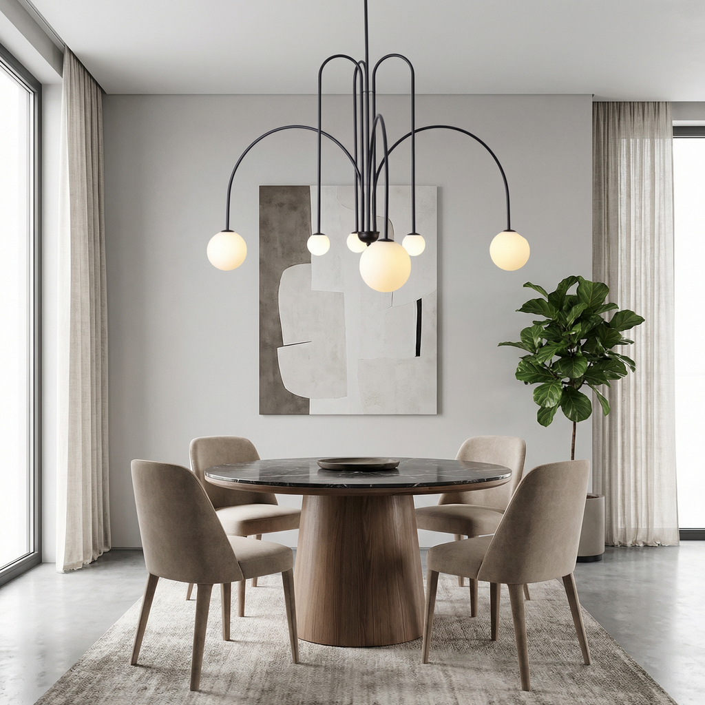 Aurora Crest Adjustable Pendant Light With Height-Adjustable Suspension For Dining Rooms And Bars