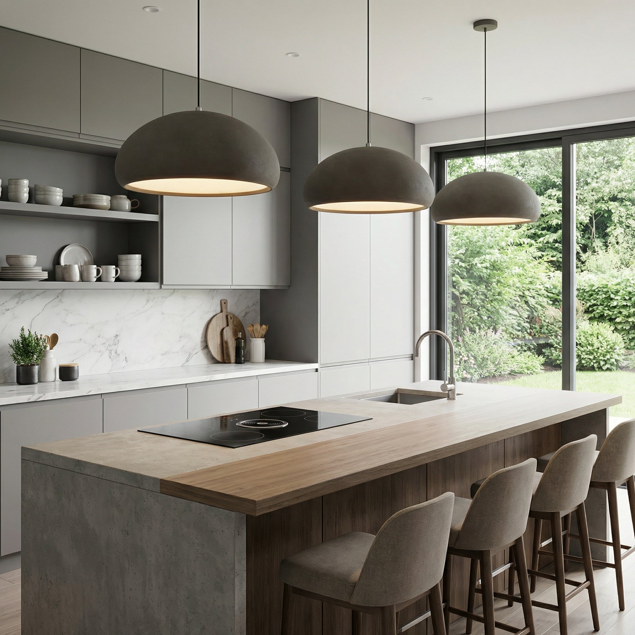NovaLume Elegant Sand Textured Domed Pendant Lamp For Modern Interiors And Homes