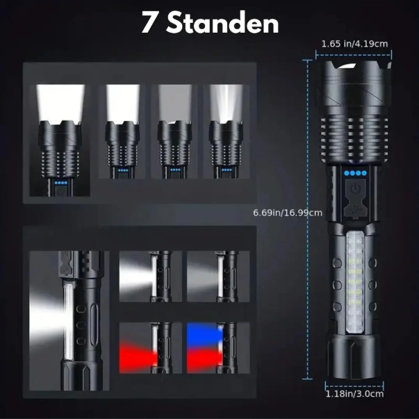 Latarka taktyczna o mocy 5000 lumenów z USB | Ka-mostore