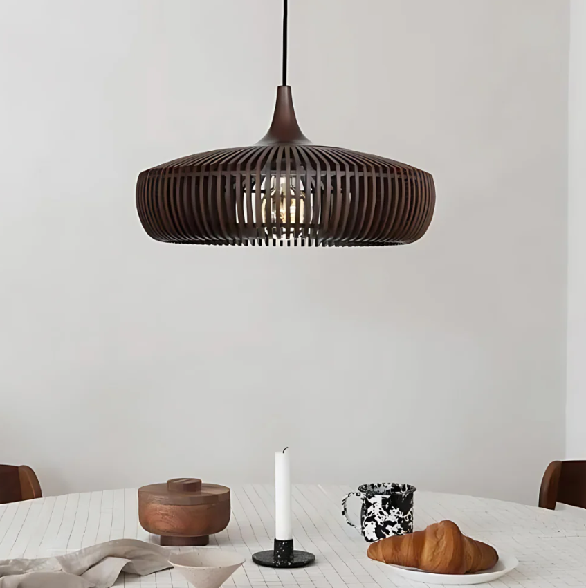 Solid Wood Slatted Pendant Light - Japandi Style | Ka-mostore
