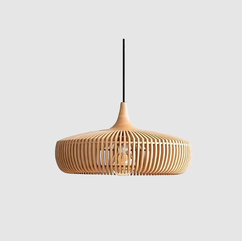 Solid Wood Slatted Pendant Light - Japandi Style | Ka-mostore