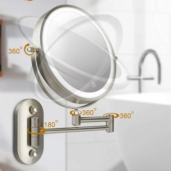 USB Rechargeable LED Ring Illuminated Makeup Mirror With 5X Magnification