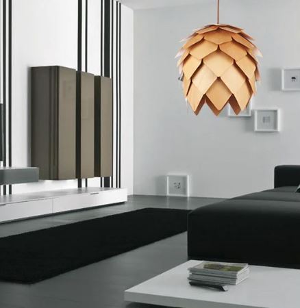 Sylva Pinecone Ceiling Pendant With Crystal Oak Finish And E27 Socket Compatible Lighting