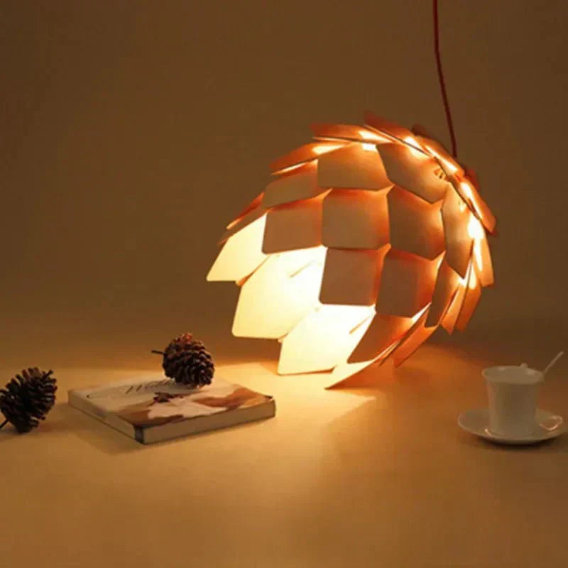 Sylva Pinecone Ceiling Pendant With Crystal Oak Finish And E27 Socket Compatible Lighting