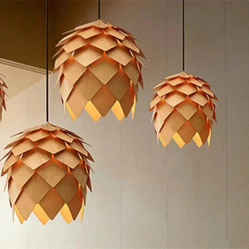 Sylva Pinecone Ceiling Pendant With Crystal Oak Finish And E27 Socket Compatible Lighting