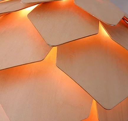 Sylva Pinecone Ceiling Pendant With Crystal Oak Finish And E27 Socket Compatible Lighting