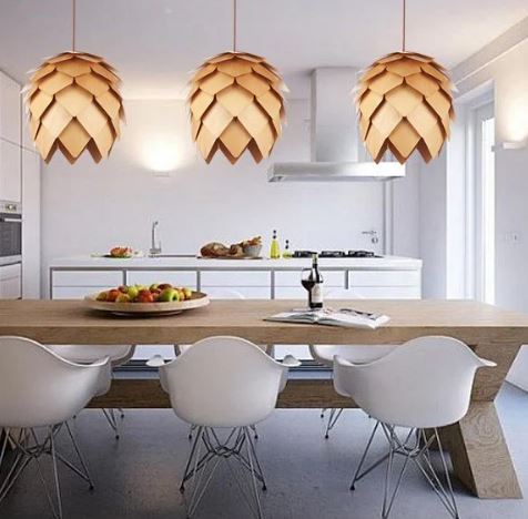 Sylva Pinecone Ceiling Pendant With Crystal Oak Finish And E27 Socket Compatible Lighting