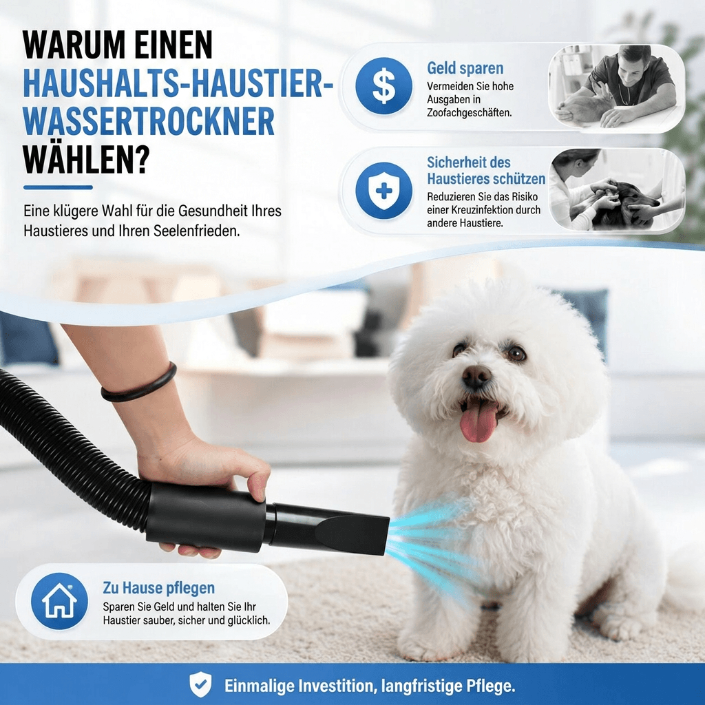 FellVento High-Power Dog Hair Dryer — Adjustable Temperature and Speed, High-Velocity Airflow