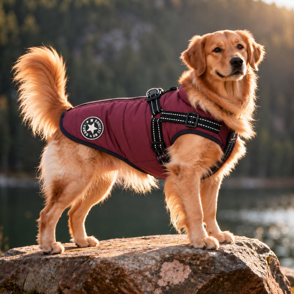 FellMantel varm hundefrakke med integreret sele — beskyttelse mod koldt vejr