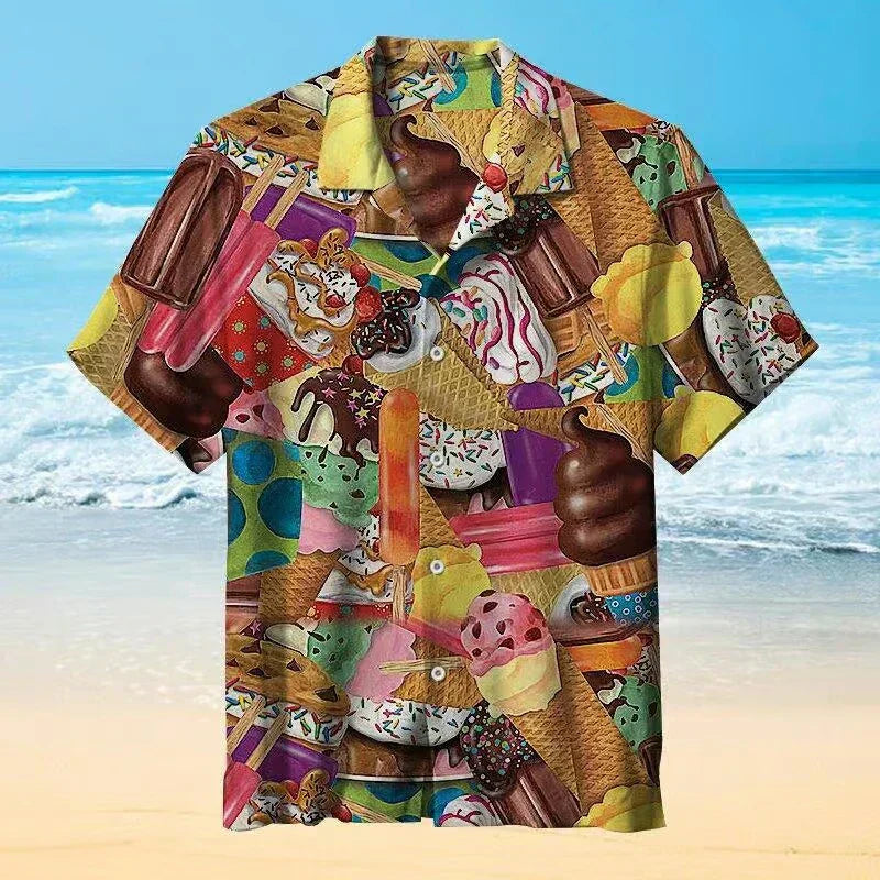 Playful Summer Ice Cream Print Shirt | Ka-mostore