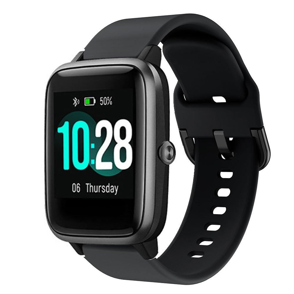 ID205L sort silikoneudskiftningsrem til smartwatch