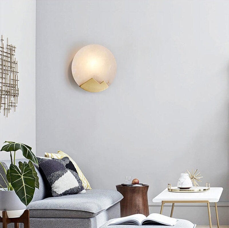 Luminux Marble Wall Light With Led And Brass Accents In Nordic Style Interiors, Elegant Lighting