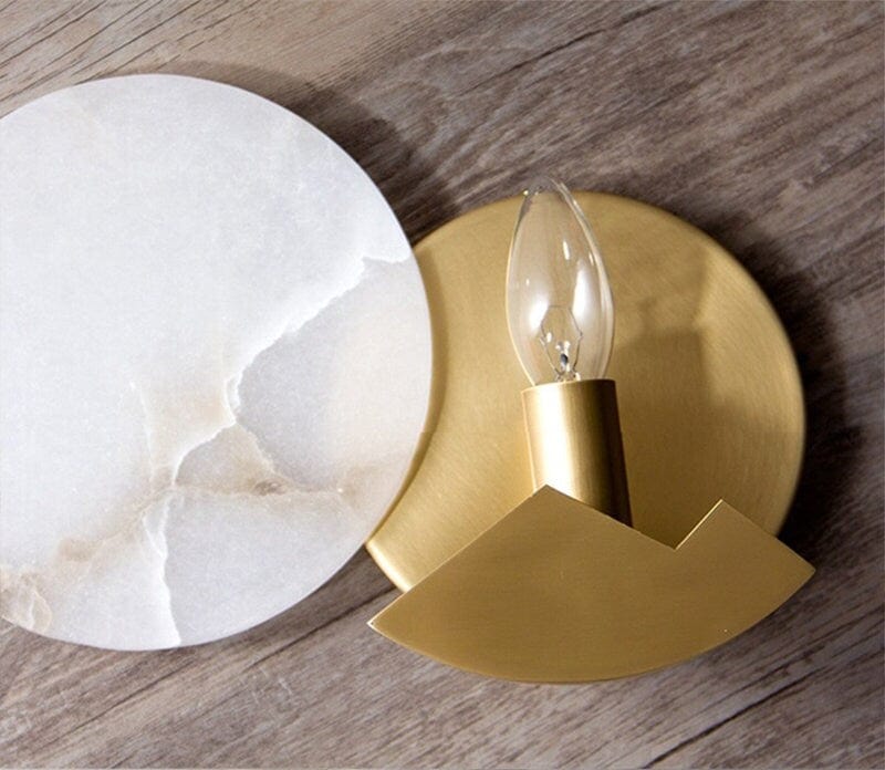 Luminux Marble Wall Light With Led And Brass Accents In Nordic Style Interiors, Elegant Lighting