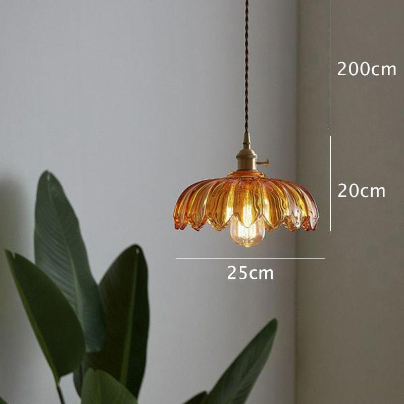 Lyra Lotus Glass Pendant Light With Brushed Brass Holder And Included Bulb Ready To Install